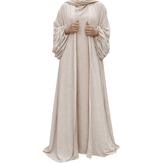 Maryam abaya set - 3 delig - jazz - Rosy cream - LIMITED EDITION