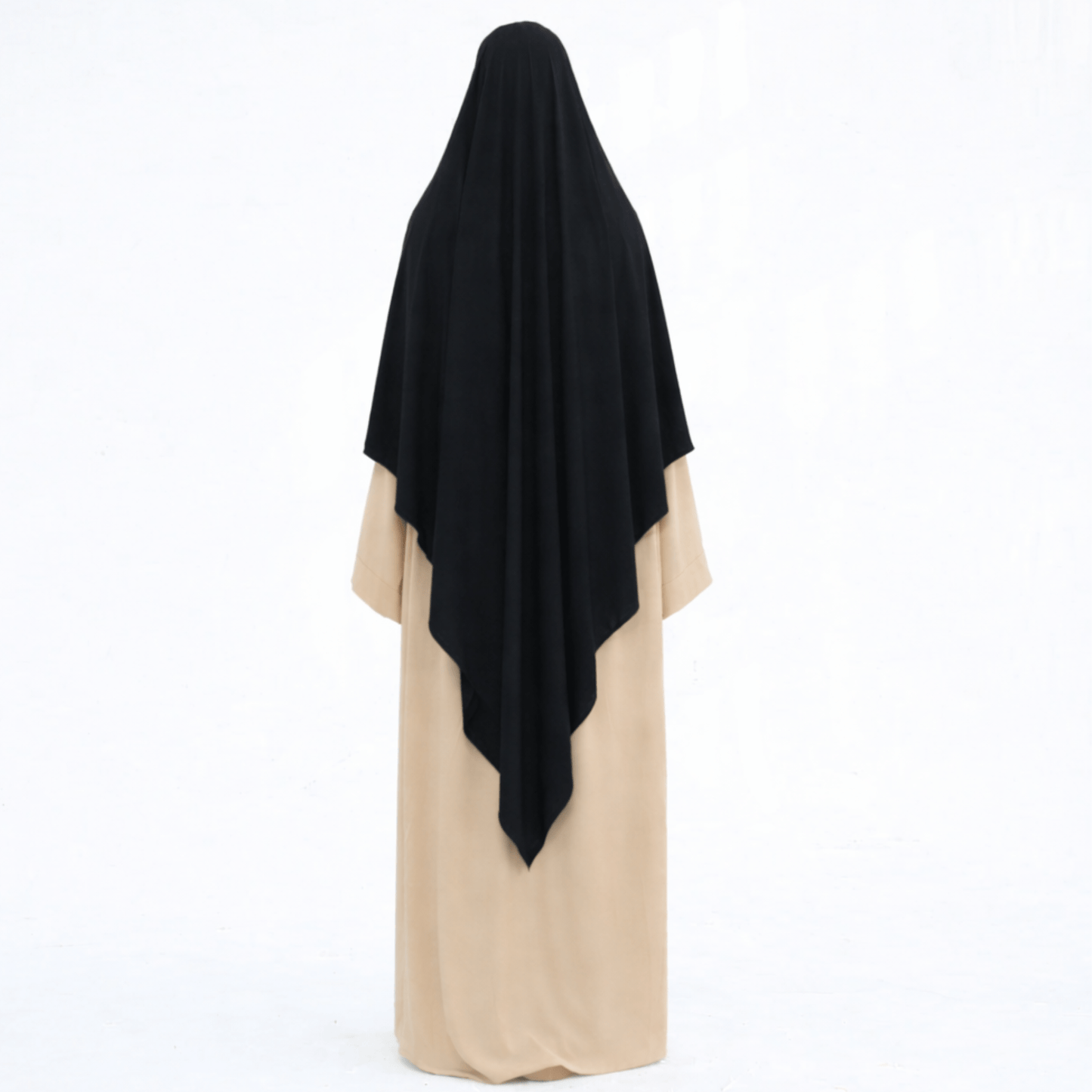 Premium triangle khimaar - tie-back - katoen jersey - Black