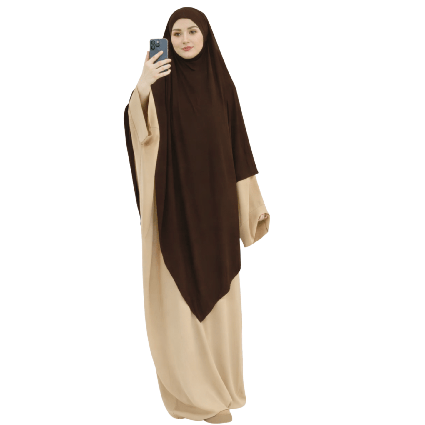 Premium triangle khimaar - tie-back - katoen jersey- Chocolate