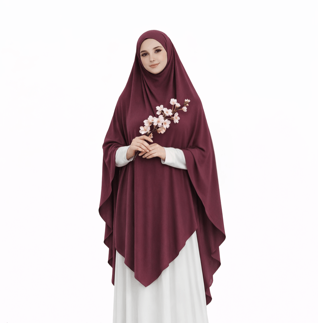 Premium triangle khimaar - tie-back - katoen jersey - Deep berry