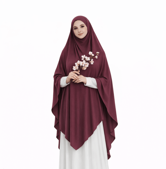 Premium triangle khimaar - tie-back - katoen jersey - Deep berry