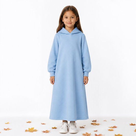 Back to school- Everyday hoodie abaya - Sky blue