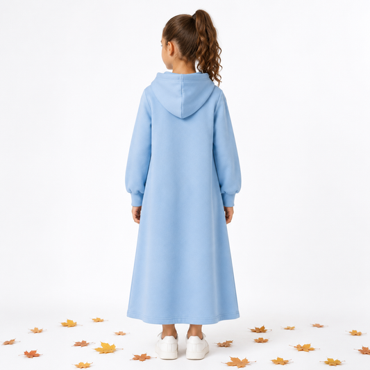 Back to school- Everyday hoodie abaya - Sky blue