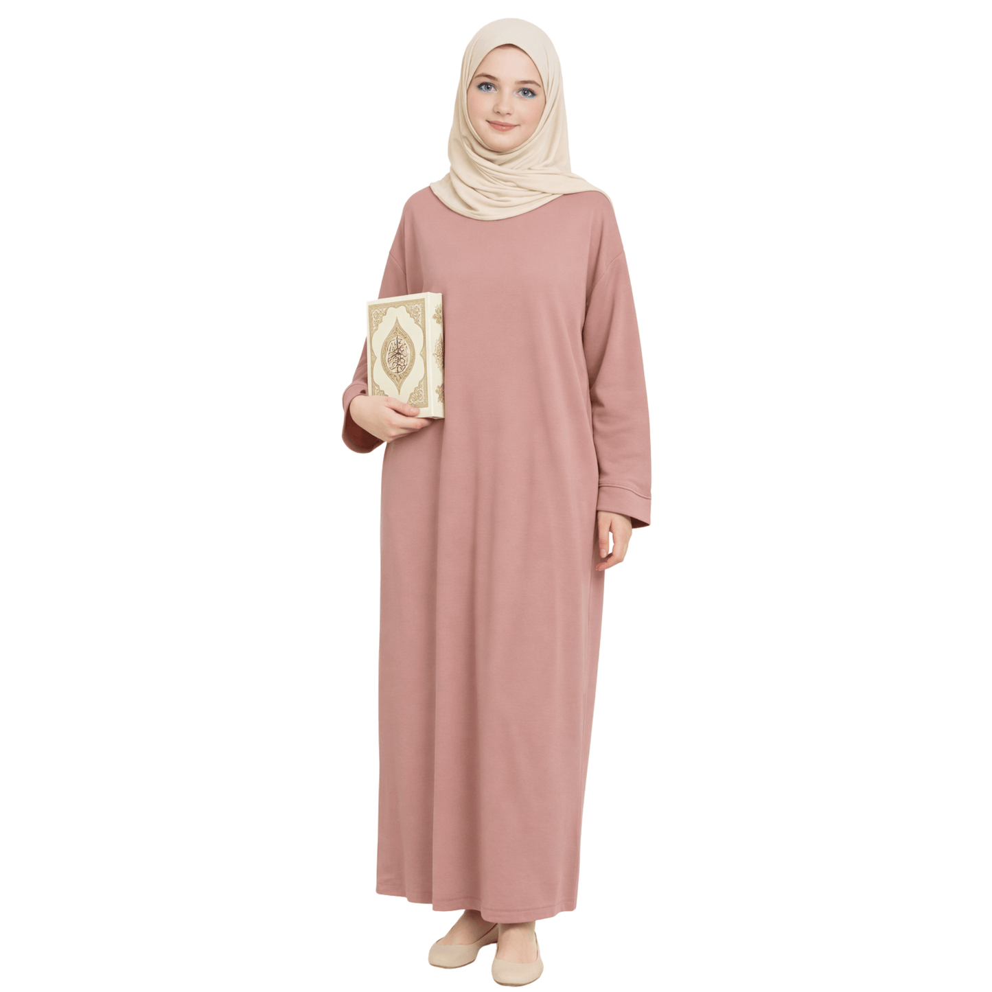 Soft touch abaya - Dusty pink - 1+1 GRATIS