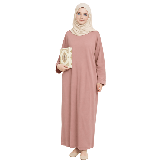 Soft touch abaya - Dusty pink - 1+1 GRATIS