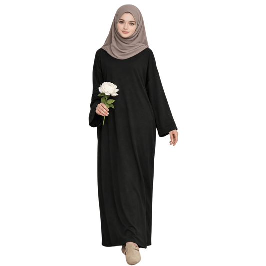 Soft touch abaya - Black - 1+1 GRATIS